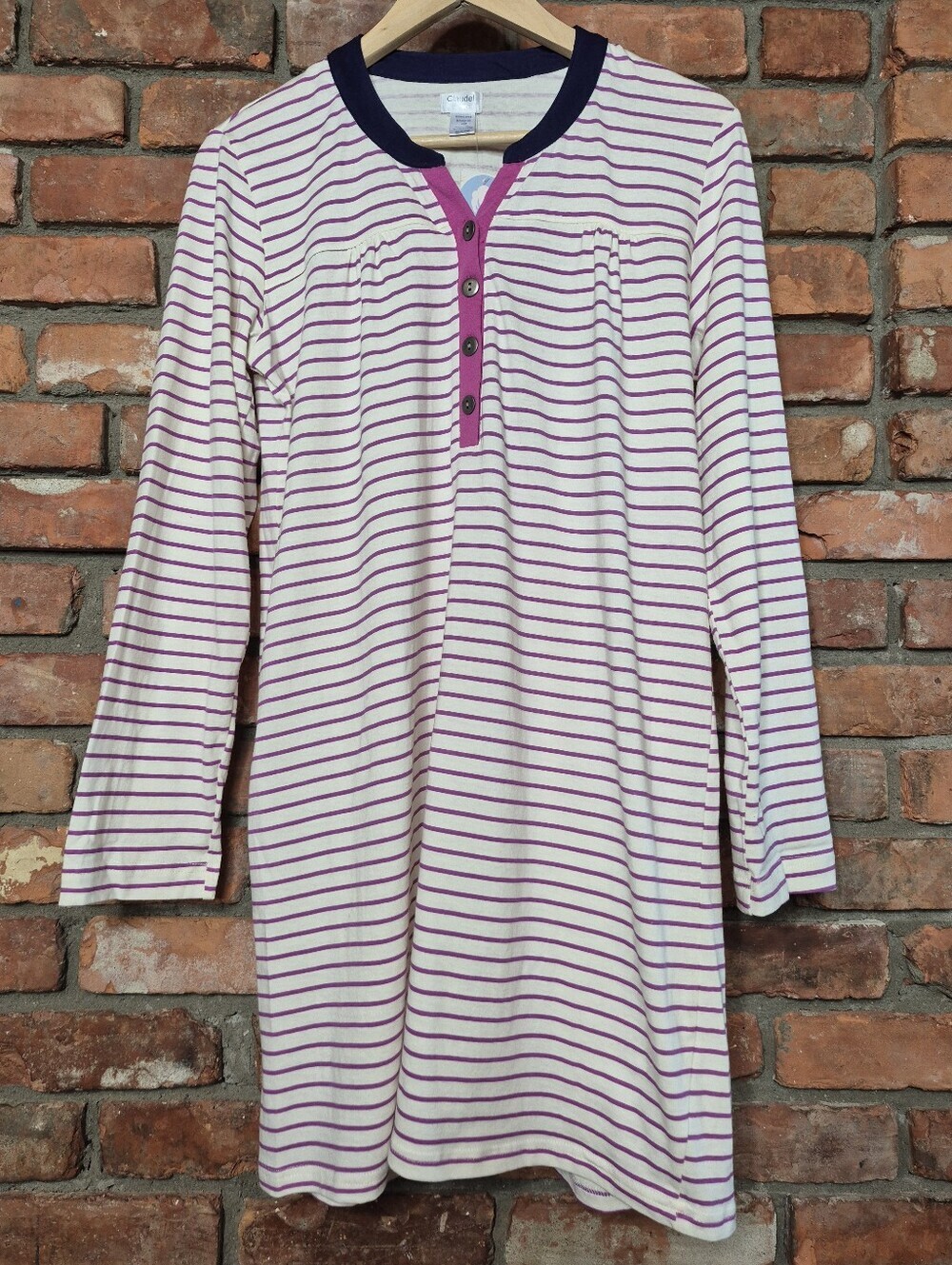 Claudel 100% Cotton Striped Henley Tunic Dress NWT Medium